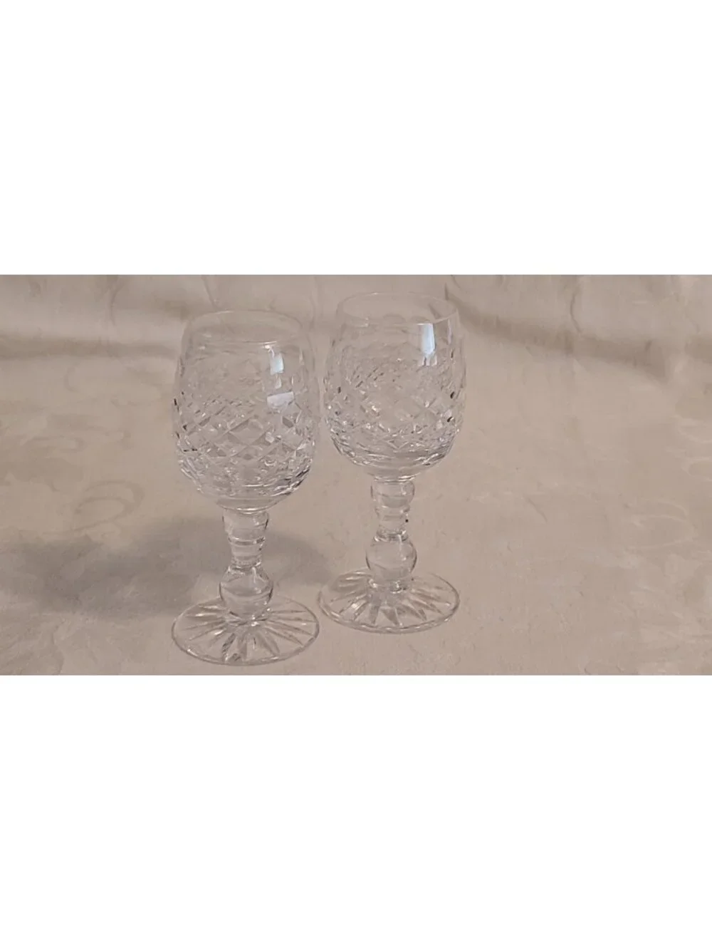 2 Cut Crystal Cordial Glasses Diamond Cut Starburst Foot WATERFORD?